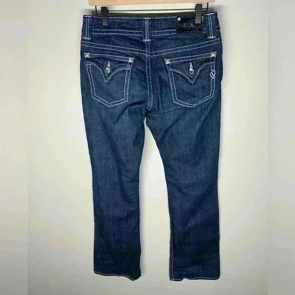 VIGOSS Y2K Low Rise Bootcut Bling Gem Jeans Dark Wash Size 7 Glam Whimsy goth - Picture 4 of 11